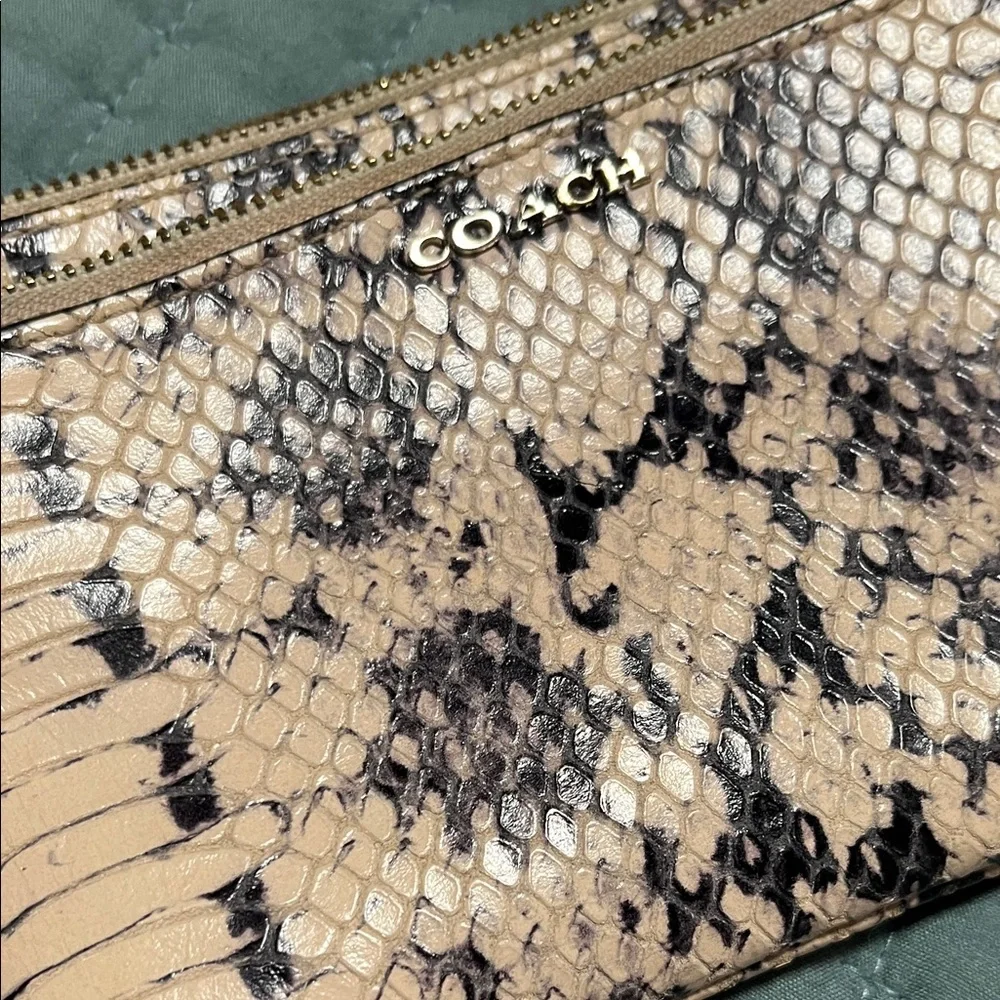 Coach Beige Snake Print small Clutch